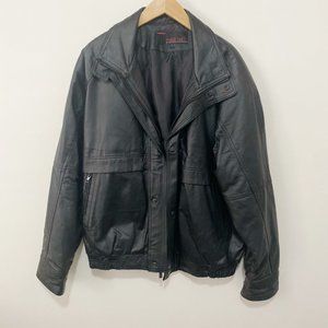 Vintage Phase 2 Black Leather Bomber Jacket Men's Large
